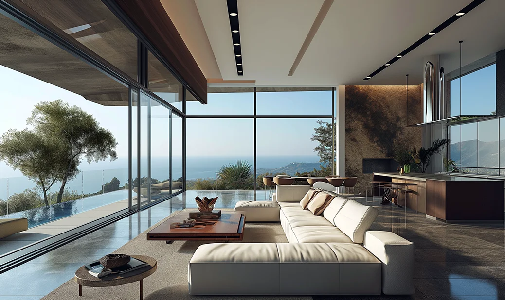 modern living space with an amazing view